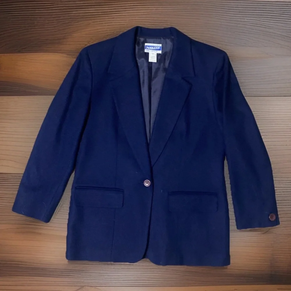 Vintage Pendleton Women’s 100% Virgin Wool Blue Blazer Lined Size 6 Jacket USA - Picture 2 of 7